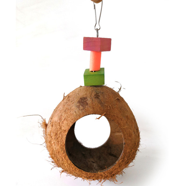parrot gnaw toys bird toys coconut shell coconut shell nest suspension bridge hammock tree hole double door double hole