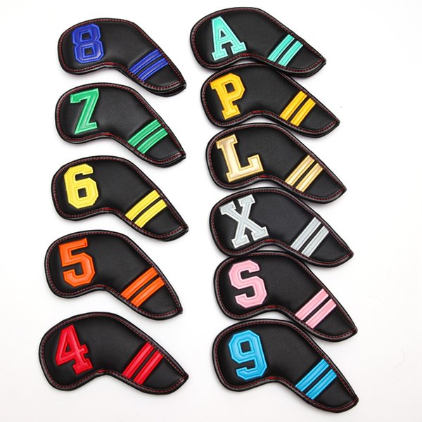 11pcs / Set Colorful Number Black PU Golf Club Irons HeadCover Wedges Cover