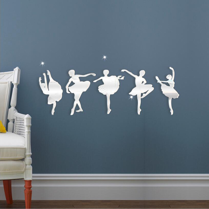 Dancer 3D Mirror Wall Art Mirror Wall Sticker Party Wedding Home Decors