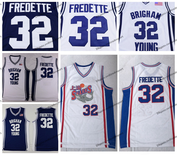 Mens Brigham Young Cougars Jimmer Fredette College Basketball Jerseys Vintage Jimmer Fredette #32 Shanghai Sharks Stitched Basketball Shirts