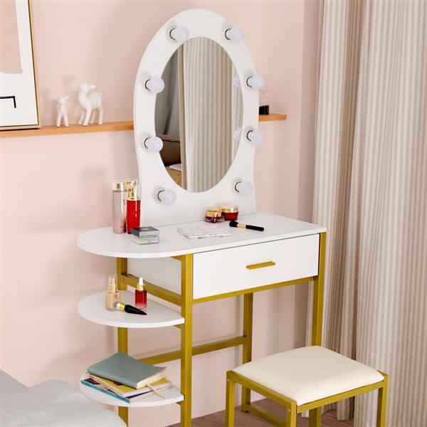 Nordic Luxury Dresser Storage Bedroom Furniture Cabinet Dressing Table Girl Makeup With Led Light Mirror