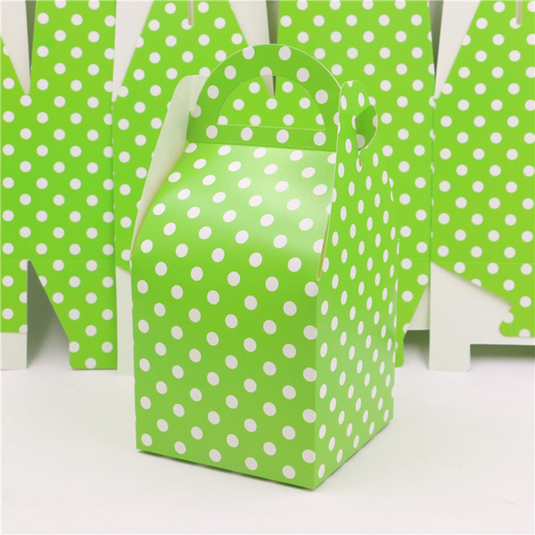 happy birthday party candy box kids favors green theme gifts boxes baby shower decoration events polka dots supplies 12pcs\lot