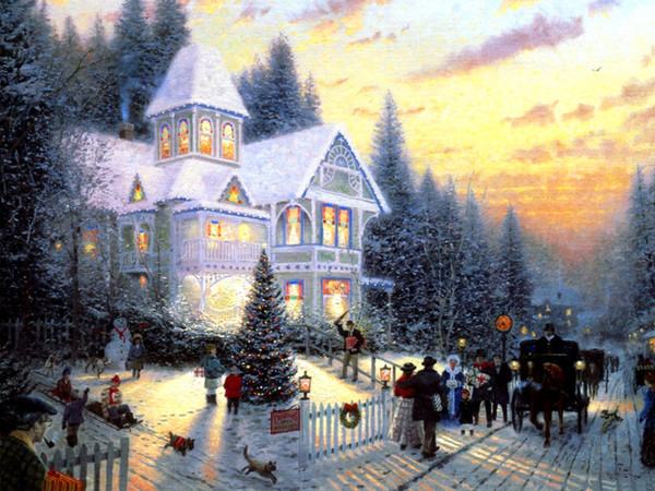 thomas kincaid 1-54 christmas home decor handpainted &hd print oil painting on canvas wall art canvas pictures 191115