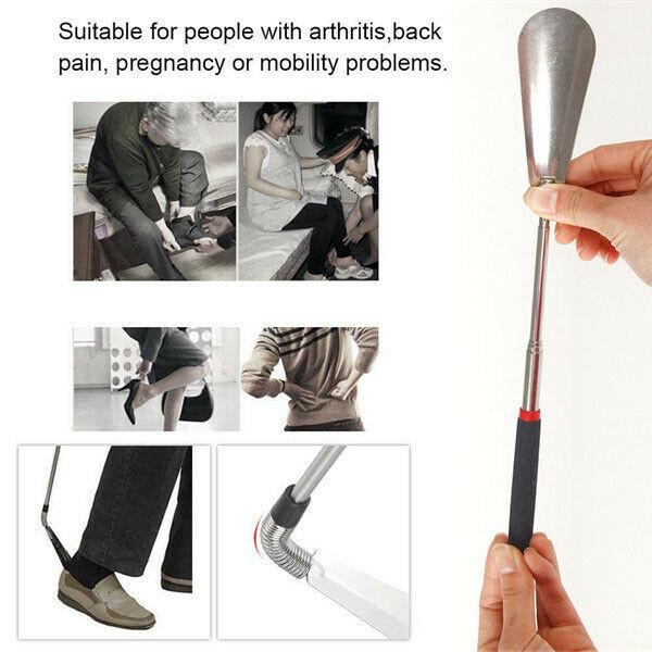 faroot portable telescopic extendable stainless steel long handle collapsible shoe horn lifter flexible shoehorn tool