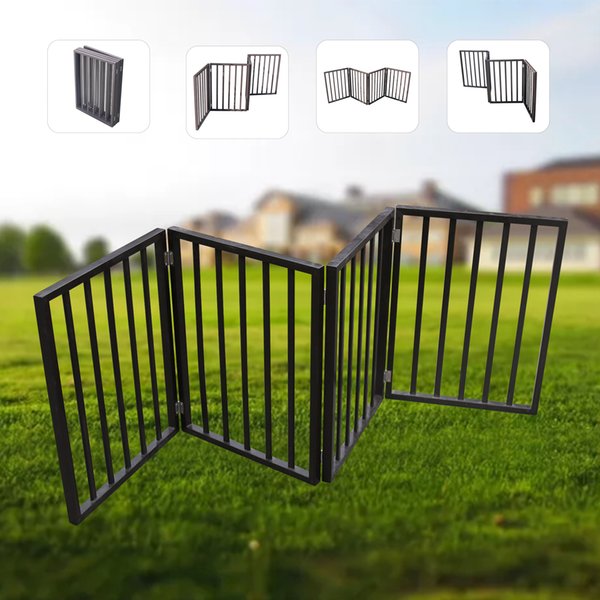 Dog Supplies Pet Gate Dog Gate for Doorways Stairs or House Freestanding Folding brown Arc Wooden