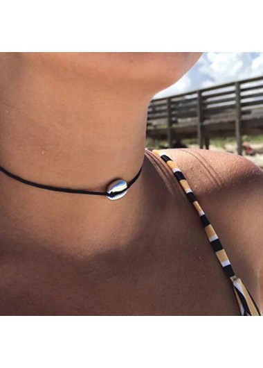 Seashell Shaped Black Choker Necklace for Women