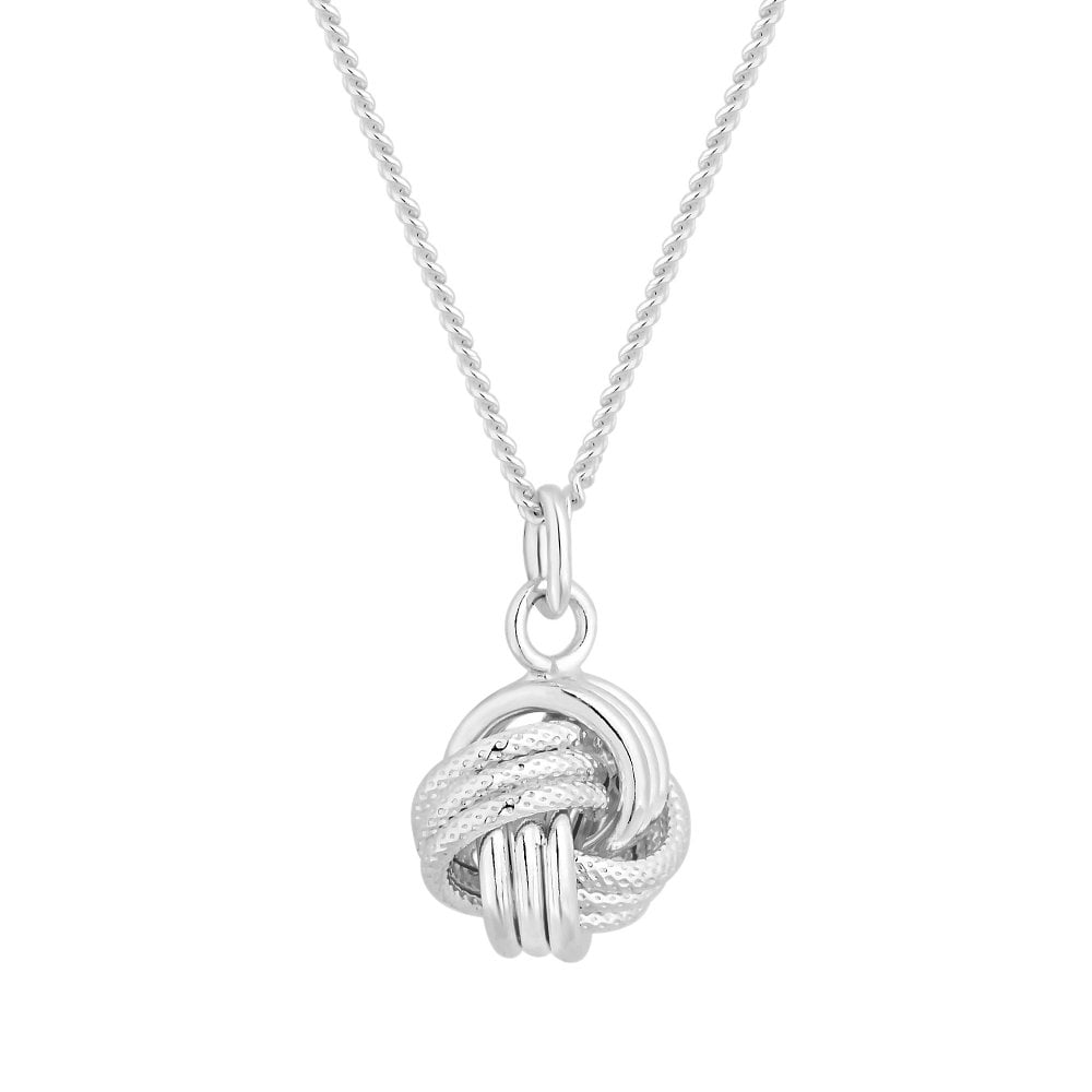 Sterling Silver 925 Polished Knot Pendant Necklace