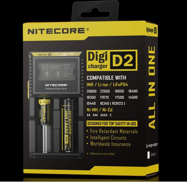 D2 battery Charger for 18650 16340 26650 14500 22650 18490 Battery DIGI LCD Display Universal Battery Charger Nitecore D2 I2 D4 I4
