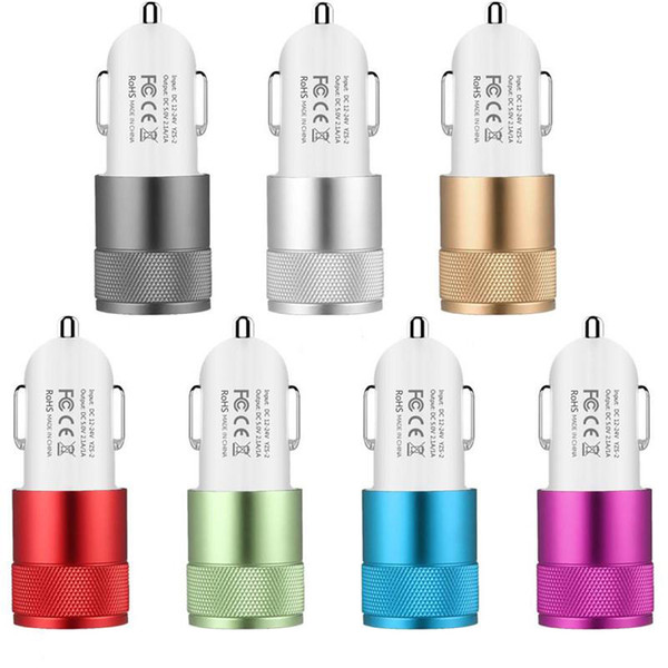 for samsung car charger metal alloy dual usb ports universal 12v 1.2a led led light adapter phone chargers for iphone x 8