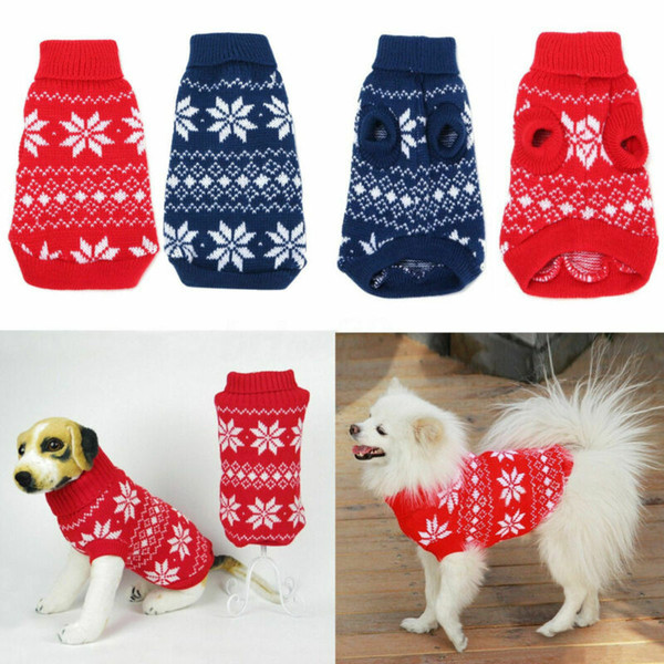 Dog Pet Cat Christmas Print Warm Jumper Sweater Clothes Knitwear Costume Coat Apparel S-XXL Gift Pet Dog Xmas Sweaters XS-XXL