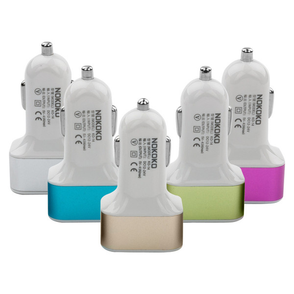 aluminium metal triple usb car charger adapter usb socket dc12v 3.1a 3 ports car-charger for iphone samsung ipad ing