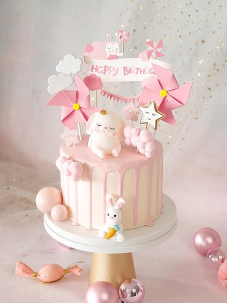 Other Festive & Party Supplies Personalized Cartoon Cake Topper Lovely Pink Fairy Girl Decor Star Cloud Heart Decoration Birthday Bab