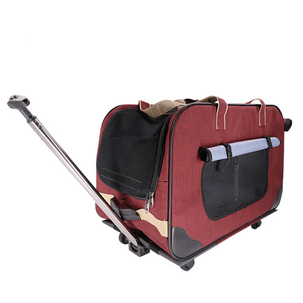 pet trolley dog outing portable trolley pack four wheels pet bag cart closed cat cageoutgoing light kennel cat carrier