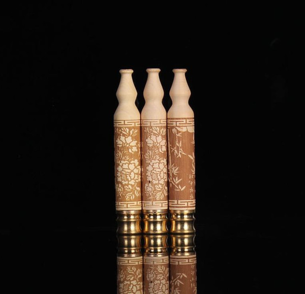 Beautifully carved Pan Yang wood solid smoke nozzle copper head filter cigarette mouth cigarette accessories