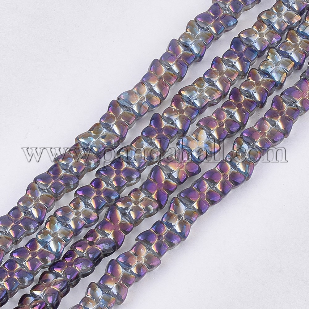 Electroplate Glass Beads Strands, Flower, SlateBlue, 9x9x5mm, Hole: 0.9mm; about 80pcs/strand, 25.1