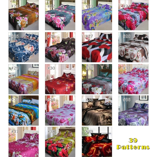 Peony Flower Tree Pattern 4Pcs 3D Printed Bedding Set Bedclothes Home Textiles King Queen Size Quilt Cover Bed Sheet 2 Pillowcases