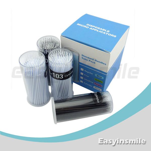 wholesale-easyinsmile 400 pcs dental disposable micro applicator brush bendable cylinder black and white dia.1.2 mm