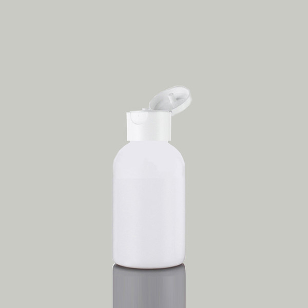 100pcs 50ml empty white refillable cosmetic pet bottle with white flip cap plastic container lotion bottle travel bottle