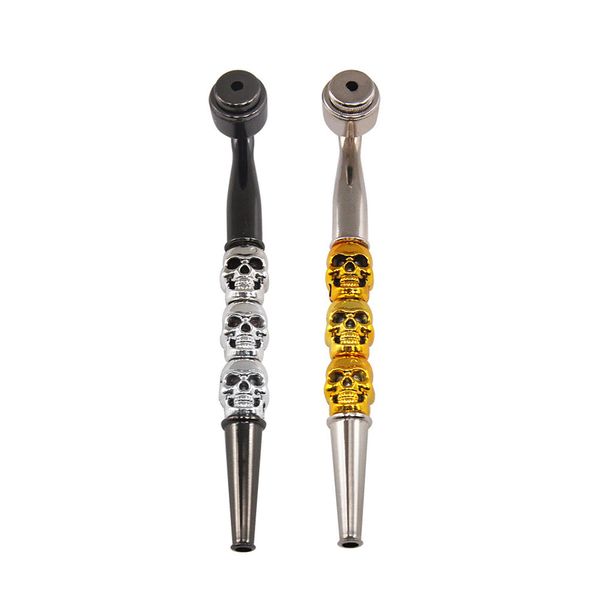 smoking shop tobacco pipes metal pipe Detachable with Three Skull Colored smoke set with cap can be carried for cleaning bongs