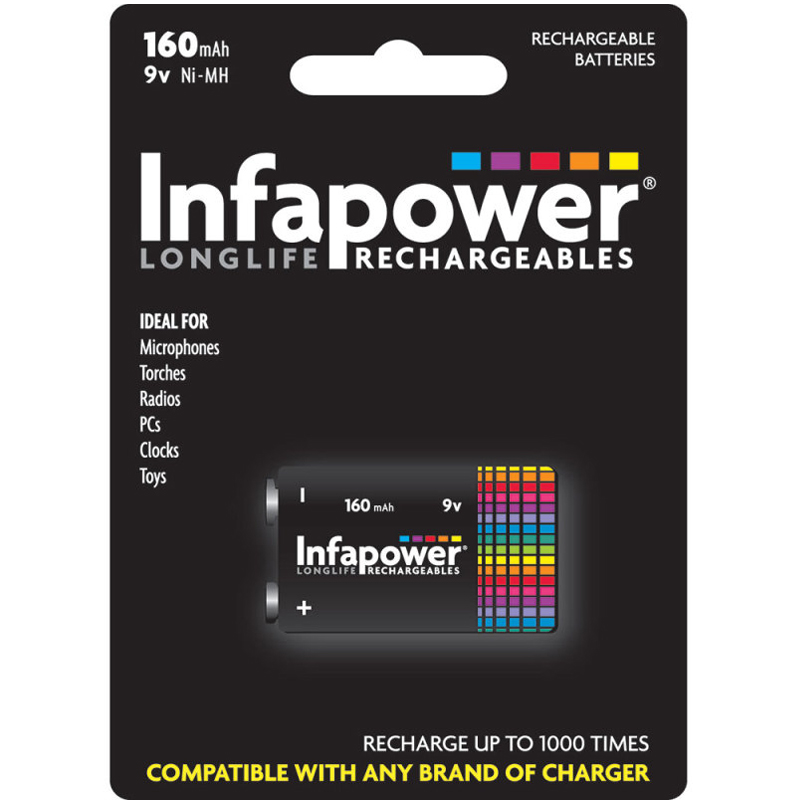 Infapower 160mAh 9V Longlife Rechargeable Battery