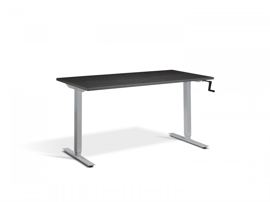 Lavoro Solo Carbon Marine Wood Hand Crank Height Adjustable Desk - Silver Frame - 1200x800mm