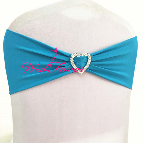 50pcs elastic spandex chair sash bow ties stretch lycra chair cover bands with heart buckle for banquet l wedding decoration