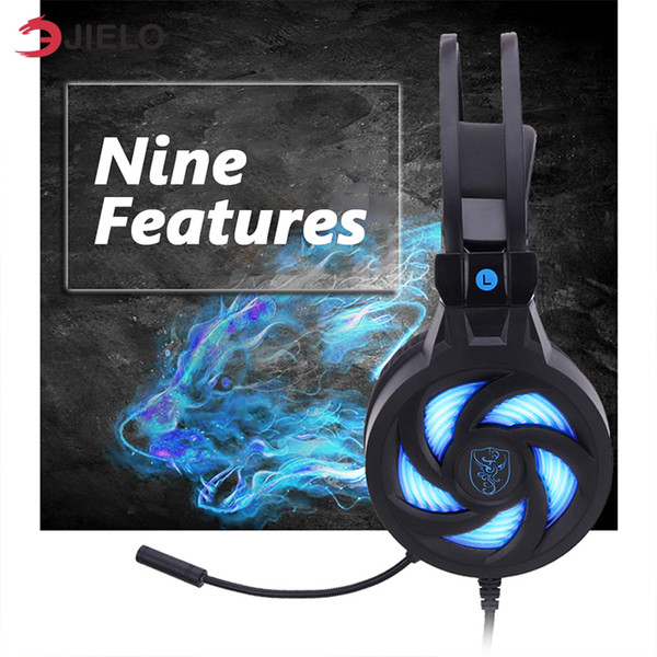 gaming pc game headset stereo with sound card headphones w/ mic led wired usb interface only gaming earphones for pc laptop