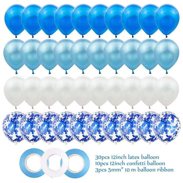 43pcs birthday party balloon blue package 12 inch latex balloon confetti party DIY decoration supplies baby shower
