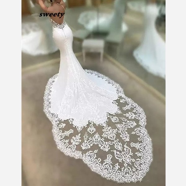 Luxury V Neck Mermaid Wedding Dresses Lace Spaghetti Straps Bridal Gown Plus Size Vestiods Custom Made