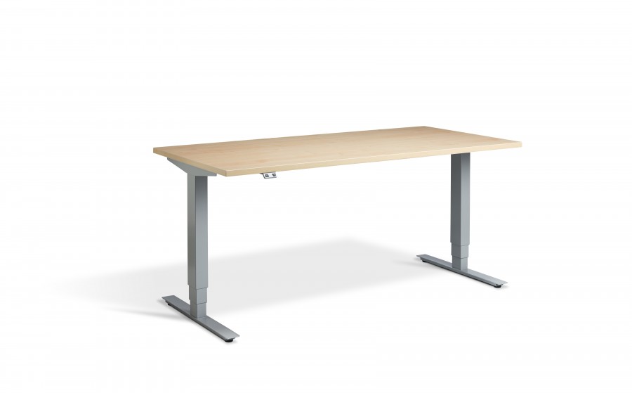 Lavoro Advance Height Adjustable Maple Desk - Silver Frame - 1400 x 700mm
