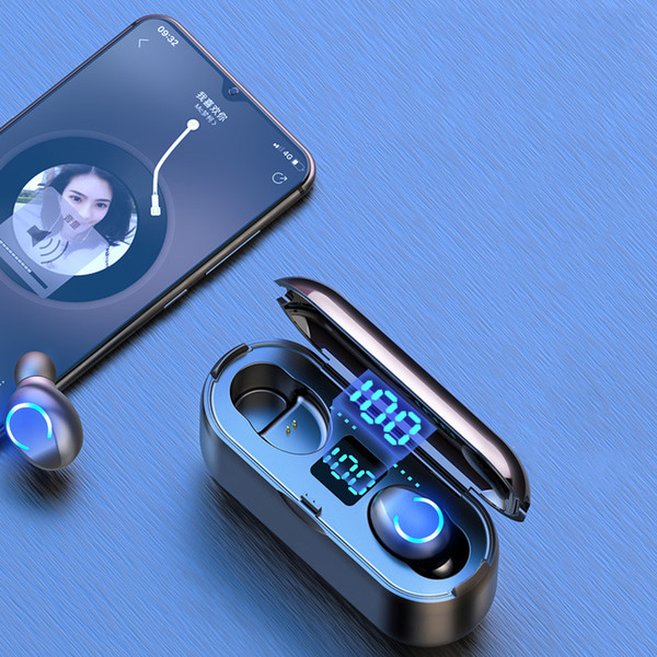 designer f9-8 tws wireless earphones bluetooth fashion 5.0 f9 bluetooth headphone bass surround headphones with charging box