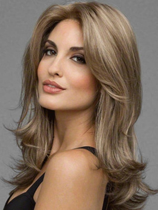 Long Slightly Wavy Middle Part Heat Resistant Synthetic Wig