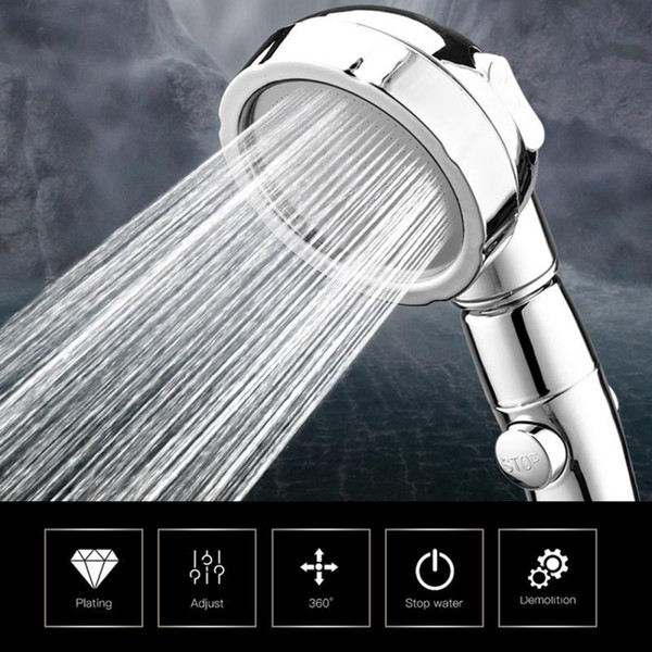 portable universal bathroom hand held high pressure shower head pressurized 360° 3 in 1 adjustable shower hand shower head