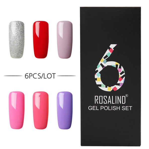 (6pcs / lot) rosalind 7ml nail set uv led nail polish long-lasting set decoration gel paint care gift box pro