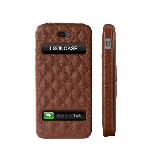 Jisoncase Flip Matelasse cuir Etui Housse pour iPhone 5