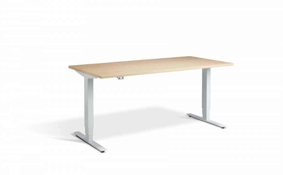 Lavoro Advance Height Adjustable Oak Desk - White Frame 1400 x 800mm