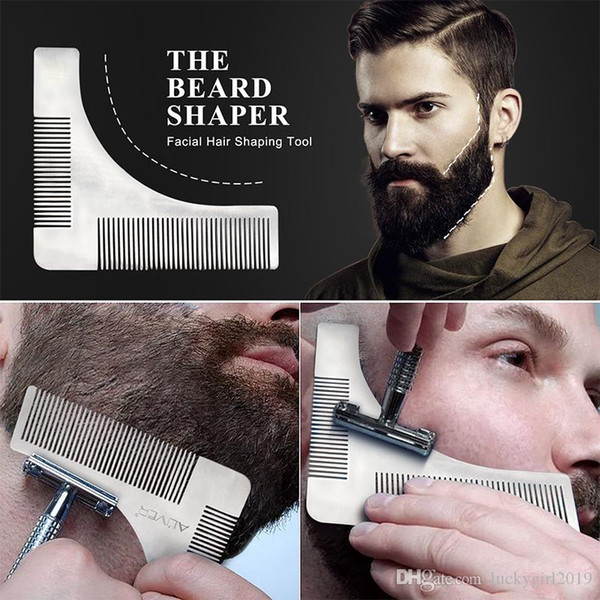 stainless steel beard bro shaping tool styling template beard shaper comb for template beard modelling tools comb with package