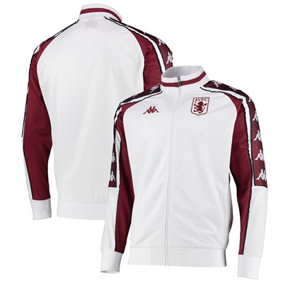 Aston Villa Kappa Fleece Track Jacket - White/Claret - Mens