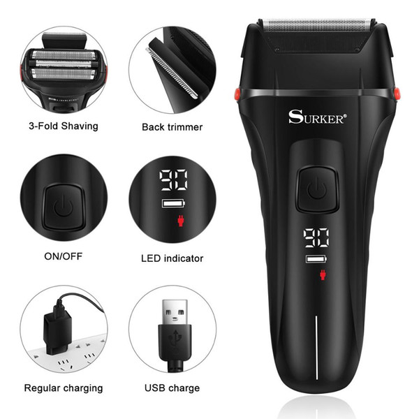 surker electric shaver usb charging electric razor for men triple blade male shaving machine maquina afeitar men gifts