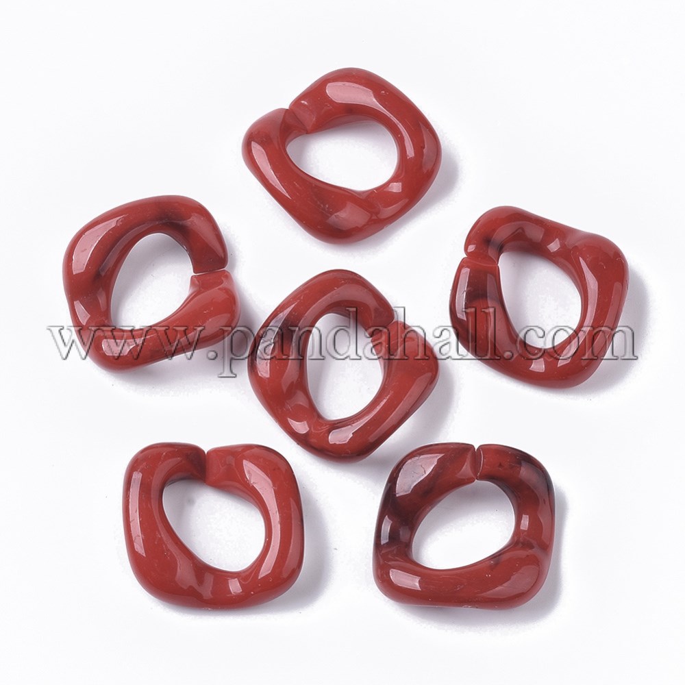 Acrylic Linking Rings, For Curb Chains Making, Imitation Gemstone Style, Twist, FireBrick, 26.5x27.5x8mm, Hole: 17.5x11.5mm; about: 170pcs/500g
