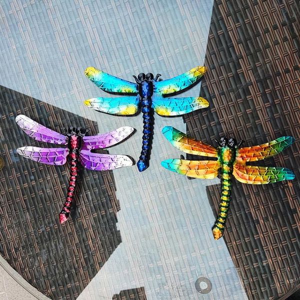 Iron Dragonfly Wall Art Ornaments Garden Supplies Home Wall Decoration Simulation Realistic Metal 1223469