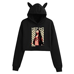Inspired by Cosplay Demon Slayer Kamado Nezuko Hoodie Crop Top Hoodie Polyster Harajuku Graphic Kawaii Top For Women's Lightinthebox