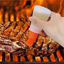 Baking Oil Bottle with brush Silicone Oil Dispenser Barbecue Brush with Scale Sauce Butter Brush Kitchen BBQ Cooking Tool Acces Lightinthebox