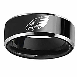 flystarjewelry philadelphia' american football eagles' ring black titanium steel rings for men women couple wedding engagement promise band (7) Lightinthebox