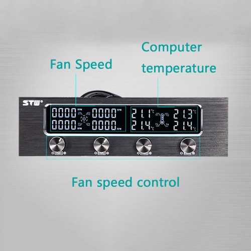Sunshine-tipway STW Multi-Function PC CPU 4 Channel Fan Controller Speed Control Adjuster LCD Cooling Front Panel
