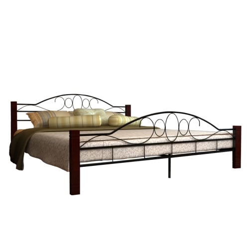 Bed Metal Black and Red Brucciato with mattress 180 cm