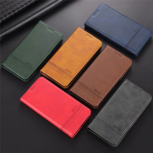 Wallet Phone Cases for iPhone 13 12 11 Pro Max X XS XR 7 8 Samsung Galaxy S21 S20 Ultra S10 S9 Plus A72 A52 A42 A32 5G Pure Colour Calfskin Texture PU Leather Flip Stand Cover