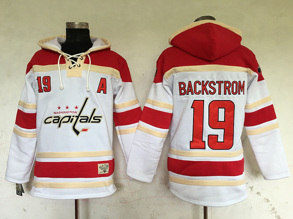 Top Quality ! 2016 New Washington Capitals Old Time Hockey Jerseys #19 Nicklas Backstrom White Hoodie Pullover Sweatshirts Winter Jacket