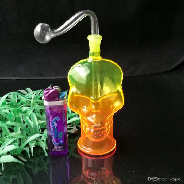 Color spray skull bone pot ,Wholesale Glass bongs Oil Water Pipes Glass Pipe Oil Rigs Smoking ,Free Shipping