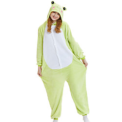 Adults' Kigurumi Pajamas Frog Animal Onesie Pajamas Coral fleece Green Cosplay For Men and Women Animal Sleepwear Cartoon Festival / Holiday Costumes